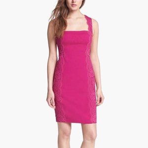 Wedding/Prom Szn💖Aidan Mattox Lace Paneled Sheath Dress Hot Pink
